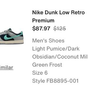 Nike Dunk Low Retro Premium - Light Green and Dark Gray